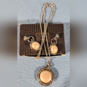 Avon Silver and Cream Jewelry Set